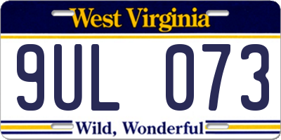 WV license plate 9UL073