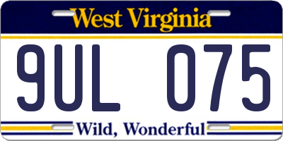 WV license plate 9UL075