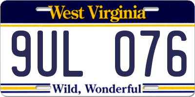 WV license plate 9UL076