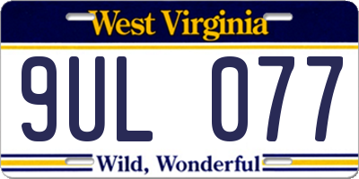 WV license plate 9UL077