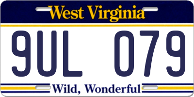 WV license plate 9UL079