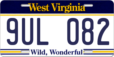 WV license plate 9UL082
