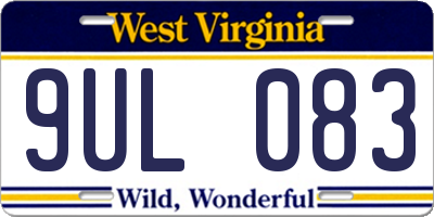 WV license plate 9UL083