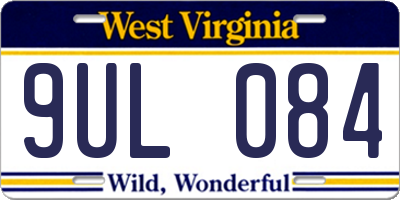 WV license plate 9UL084