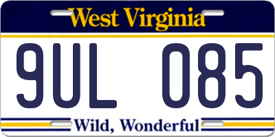 WV license plate 9UL085