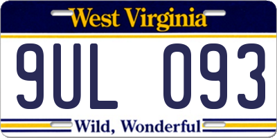 WV license plate 9UL093