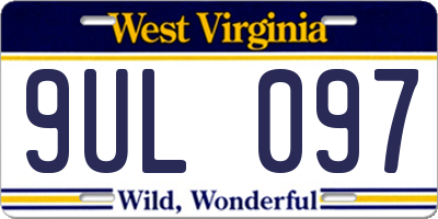 WV license plate 9UL097