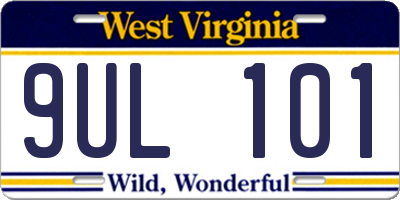 WV license plate 9UL101