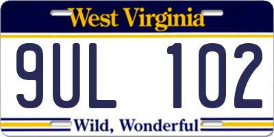 WV license plate 9UL102