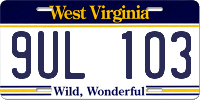 WV license plate 9UL103