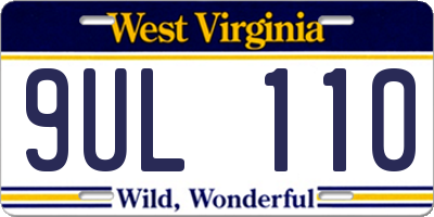WV license plate 9UL110