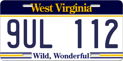 WV license plate 9UL112