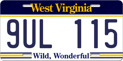 WV license plate 9UL115