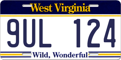 WV license plate 9UL124