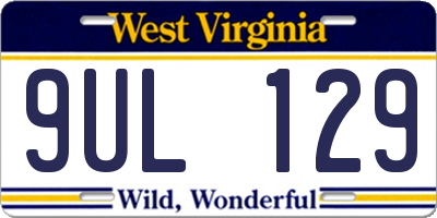 WV license plate 9UL129