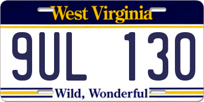 WV license plate 9UL130