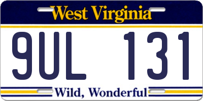 WV license plate 9UL131