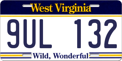 WV license plate 9UL132