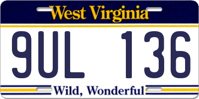 WV license plate 9UL136