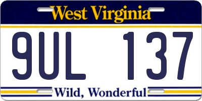 WV license plate 9UL137