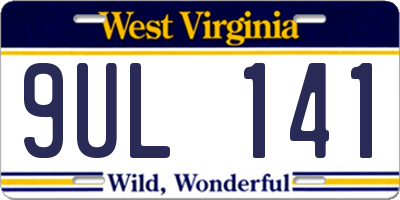 WV license plate 9UL141