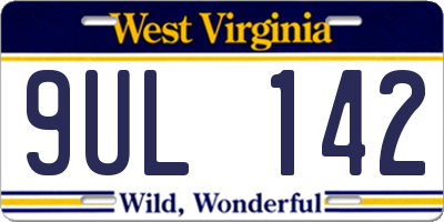WV license plate 9UL142