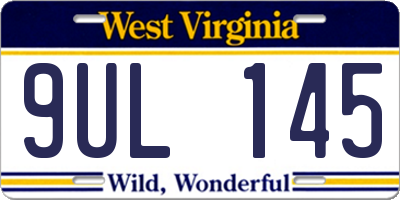 WV license plate 9UL145