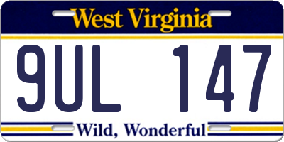 WV license plate 9UL147