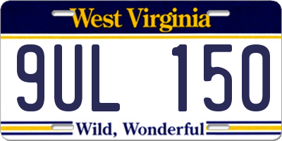 WV license plate 9UL150