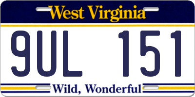 WV license plate 9UL151