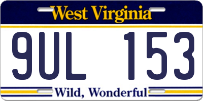 WV license plate 9UL153