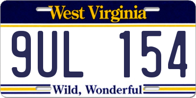 WV license plate 9UL154