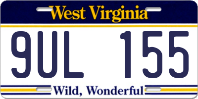 WV license plate 9UL155