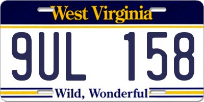 WV license plate 9UL158