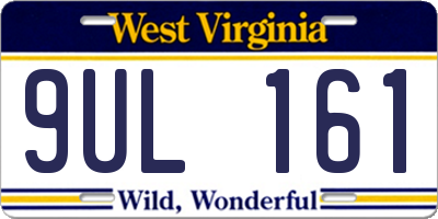 WV license plate 9UL161