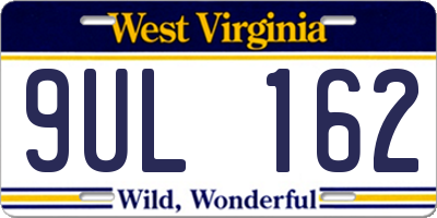 WV license plate 9UL162