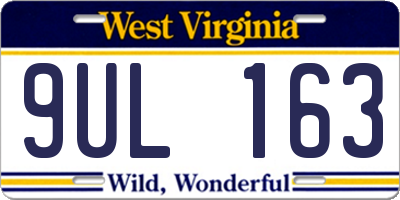 WV license plate 9UL163