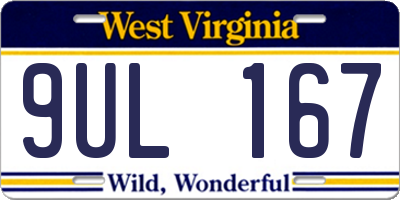WV license plate 9UL167