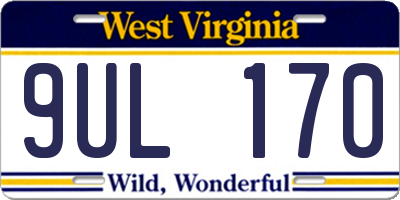 WV license plate 9UL170
