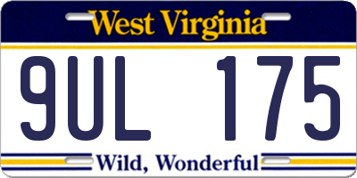 WV license plate 9UL175