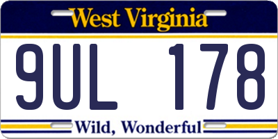 WV license plate 9UL178
