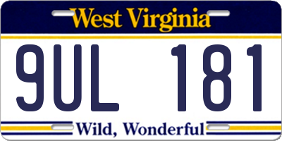 WV license plate 9UL181