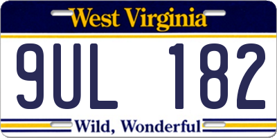 WV license plate 9UL182