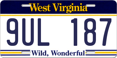 WV license plate 9UL187
