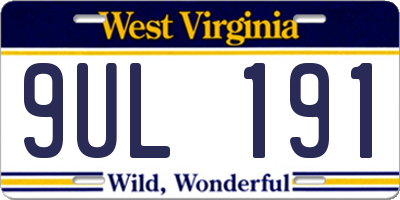 WV license plate 9UL191
