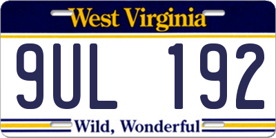WV license plate 9UL192