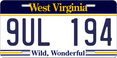 WV license plate 9UL194