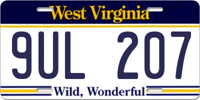 WV license plate 9UL207