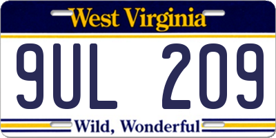 WV license plate 9UL209