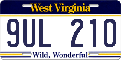 WV license plate 9UL210